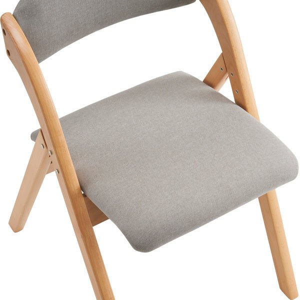 2pcs Solid Wood Folding Backrest Curved Beige Cushion Wood Colour Exhibition Chair 54X47X81cm Rubberwood - 