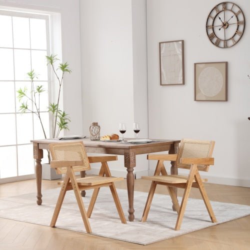 ALBA™ – Set of 2 Handwoven Cane Wood Chairs | Modern Natural Seating for Home Interiors - chair