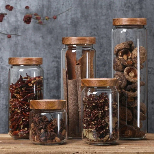 ALIN™ Glass Storage Jar – Airtight Container with Bamboo Lid - 