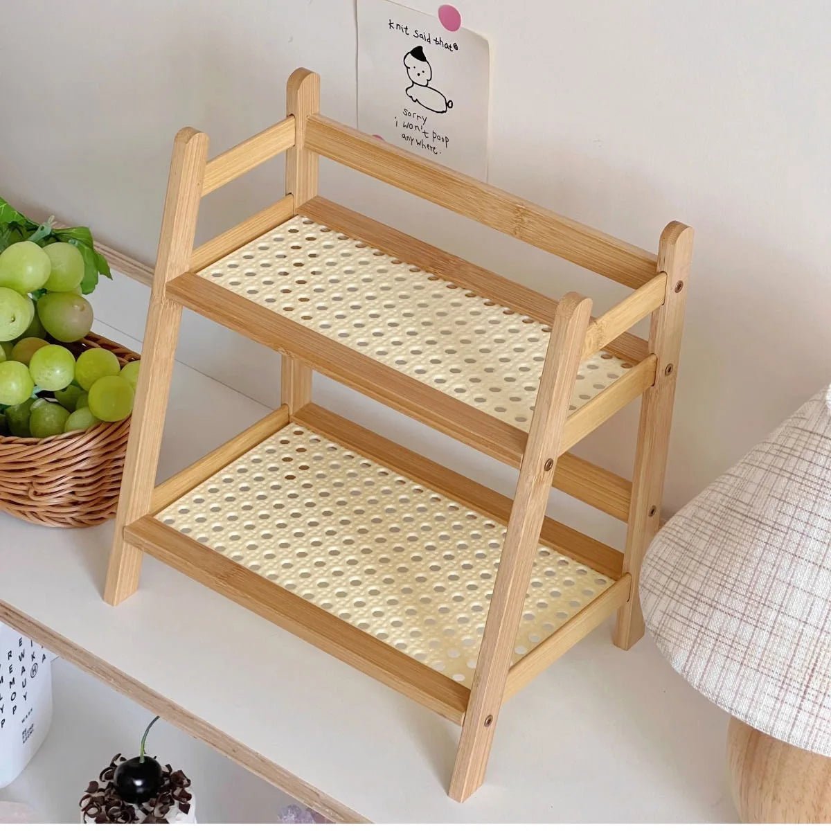 ANTICO™ Shelf Organizer – 2 - Tier Bamboo Rack for Desk or Vanity - 