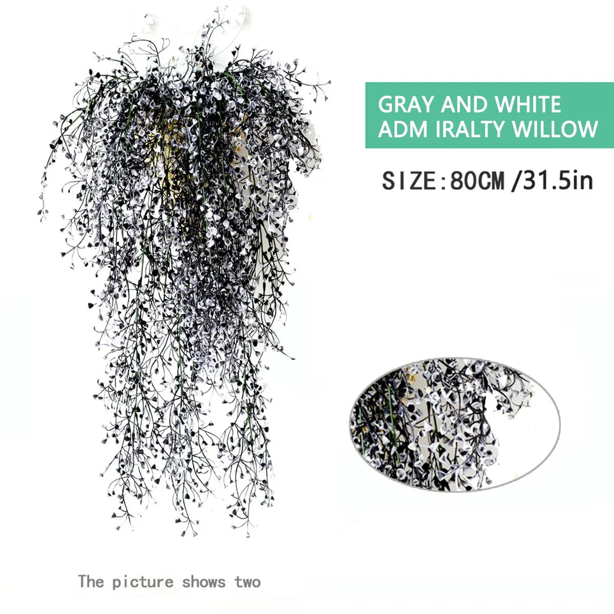 Colorful artificial hanging vine with flexible stems, mimicking a soft, lush willow, ideal for adding a vibrant touch to any space without the need for maintenance.