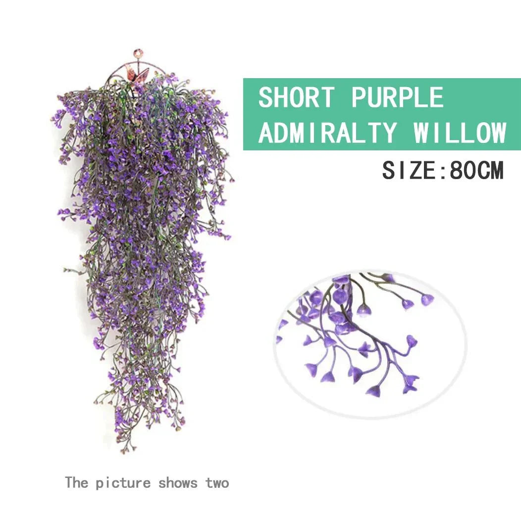 Artificial purple willow vine, hanging 80cm, decorative faux plant, vibrant accent.