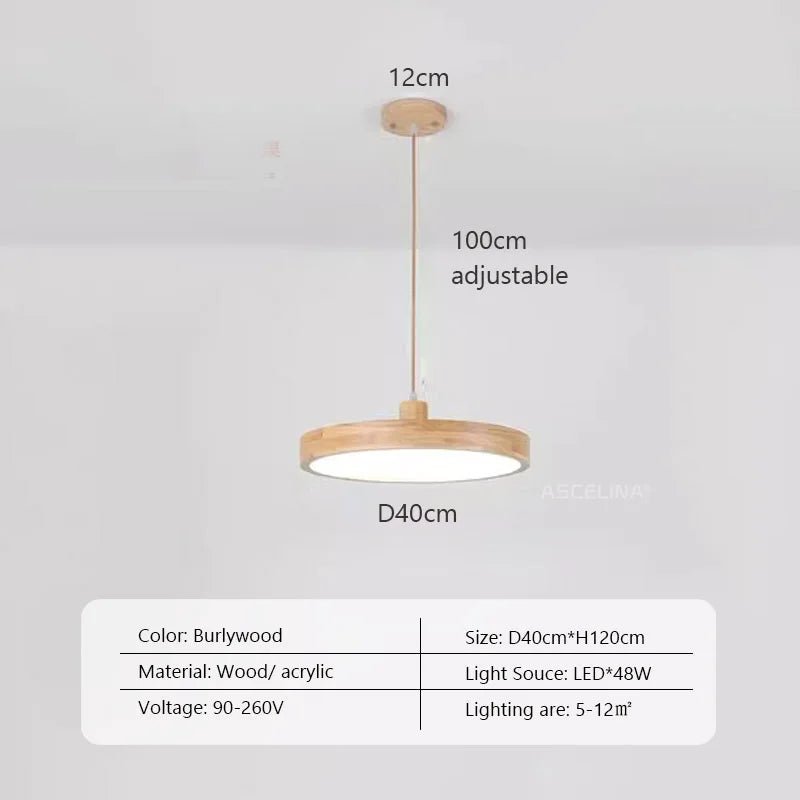 ASCELINA SITIO™ Wood Pendant Light – Modern Ceiling Lamp - 
