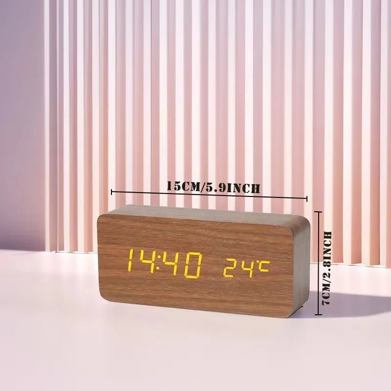 BOC™ Wooden Digital Alarm Clock – LED Display, 3 Alarms, Sound Control | AURÈA HOME - 