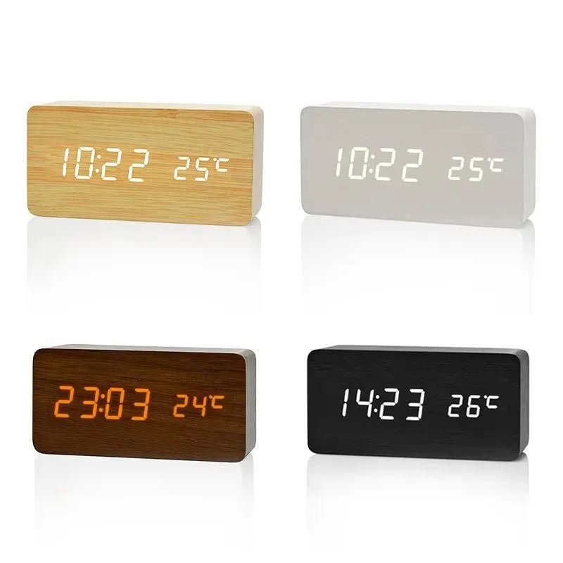 BOC™ Wooden Digital Alarm Clock – LED Display, 3 Alarms, Sound Control | AURÈA HOME - 