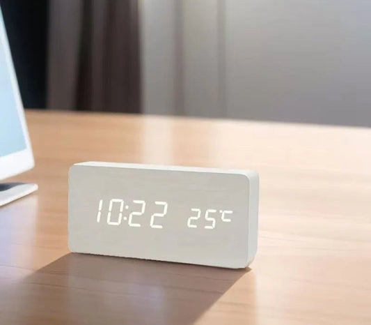 BOC™ Wooden Digital Alarm Clock – LED Display, 3 Alarms, Sound Control | AURÈA HOME - 