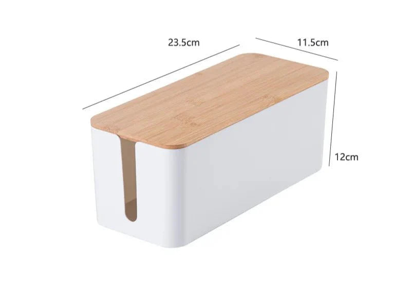 CABLEAUX™ Cable Box – Minimal Cord Organizer with Bamboo Lid - 