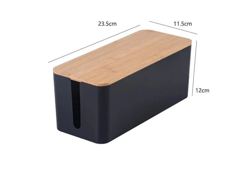 CABLEAUX™ Cable Box – Minimal Cord Organizer with Bamboo Lid - 