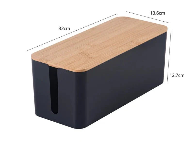 CABLEAUX™ Cable Box – Minimal Cord Organizer with Bamboo Lid - 