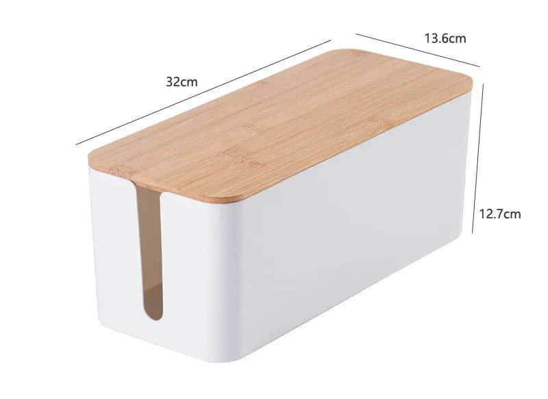 CABLEAUX™ Cable Box – Minimal Cord Organizer with Bamboo Lid - 