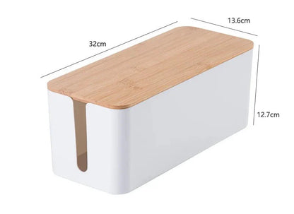 CABLEAUX™ Cable Box – Minimal Cord Organizer with Bamboo Lid - 