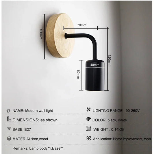 CARONTE™ Wall Light – Minimalist Wooden Sconce with Black Iron Arm | AURÈA - 