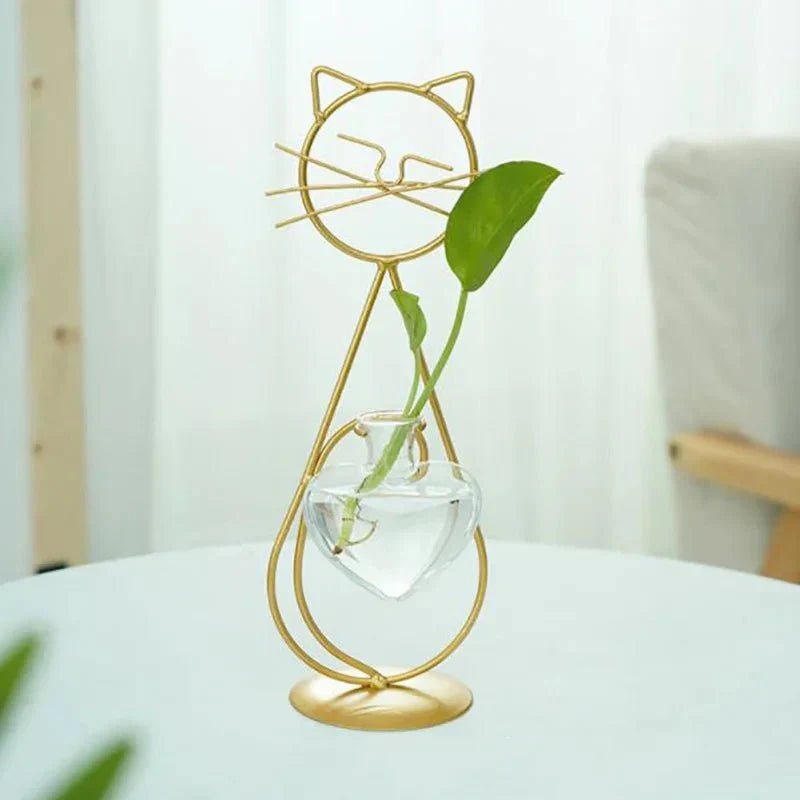 CATWAT™ Hydroponic Vase – Glass Planter with Wooden Stand - 