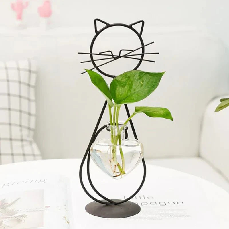 CATWAT™ Hydroponic Vase – Glass Planter with Wooden Stand - 