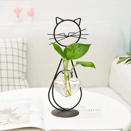 CATWAT™ Hydroponic Vase – Glass Planter with Wooden Stand - 
