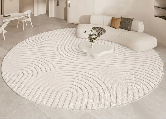 CIRCLEND™ Round Rug – Soft Textured Beige Area Carpet - 