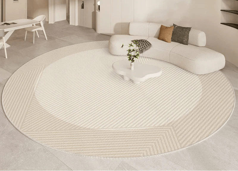 CIRCLEND™ Round Rug – Soft Textured Beige Area Carpet - 