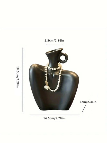 DECOL™ Decorative Vase – Elegant Black Ceramic for Flower Arrangements - 