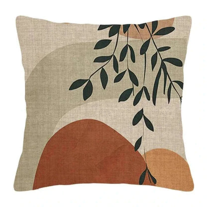 Handmade jacquard pillowcase with abstract leaf design for sofas.