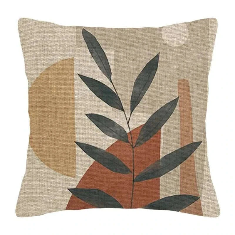 Handmade jacquard pillowcase with abstract leaf design for sofas.