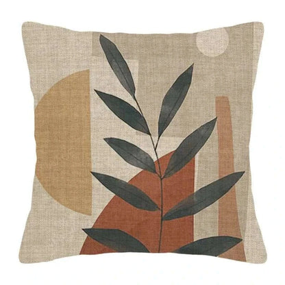 Handmade jacquard pillowcase with abstract leaf design for sofas.