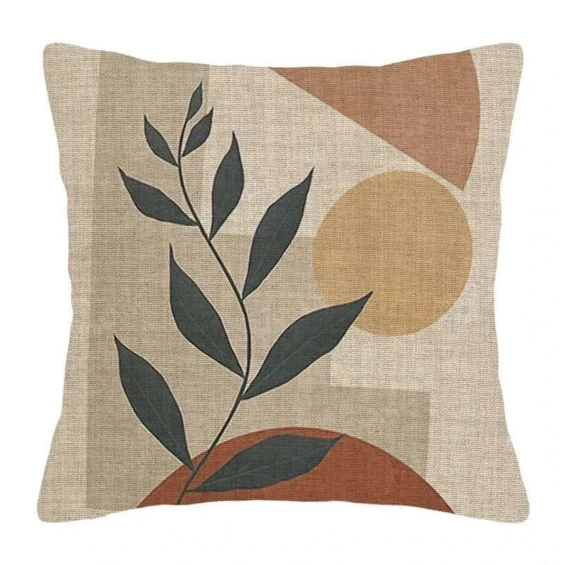 Handmade jacquard pillowcase with geometric and leaf design for sofas
