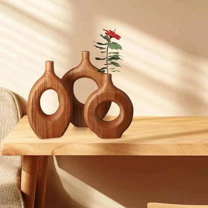 DON™ Wooden Vase – Nordic Minimalist Wood Decor for Shelves - 