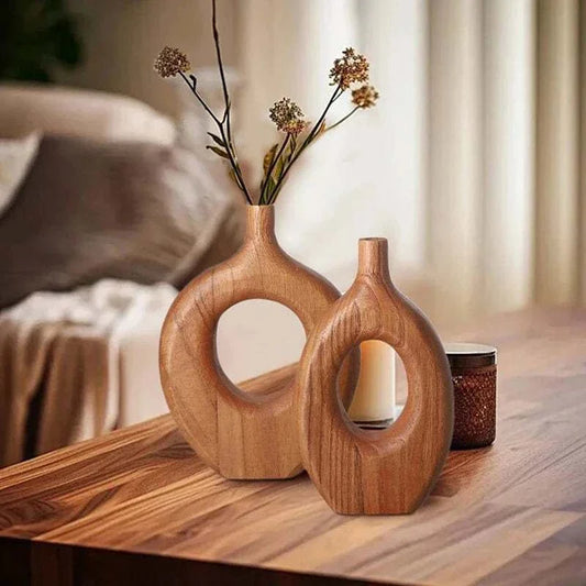 DON™ Wooden Vase – Nordic Minimalist Wood Decor for Shelves - 
