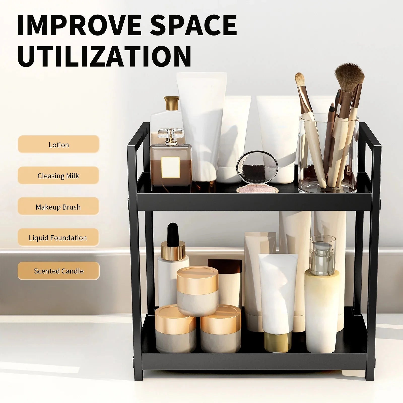 ELLE™ Vanity Organizer – 2 - Tier Shelf for Makeup or Bathroom Use - 