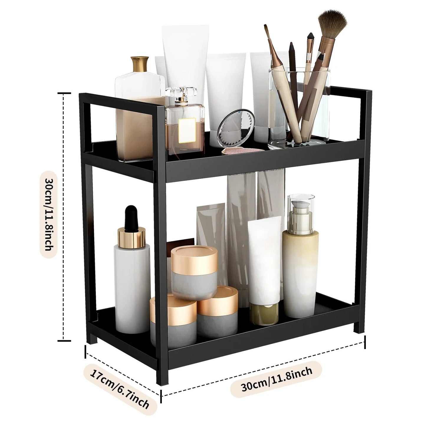 ELLE™ Vanity Organizer – 2 - Tier Shelf for Makeup or Bathroom Use - 