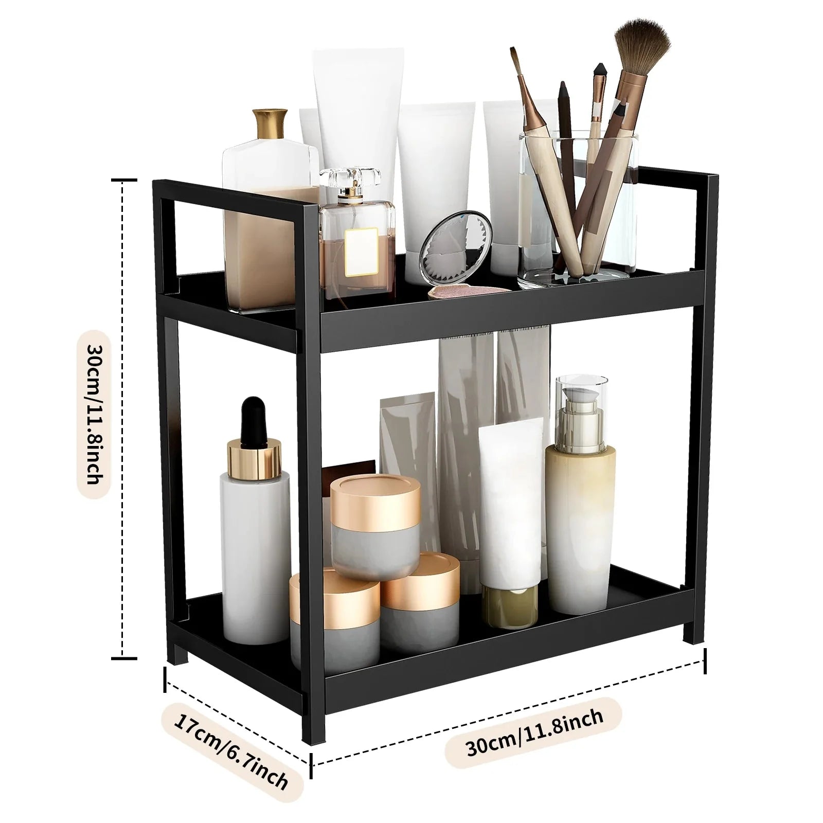 ELLE™ Vanity Organizer – 2 - Tier Shelf for Makeup or Bathroom Use - 