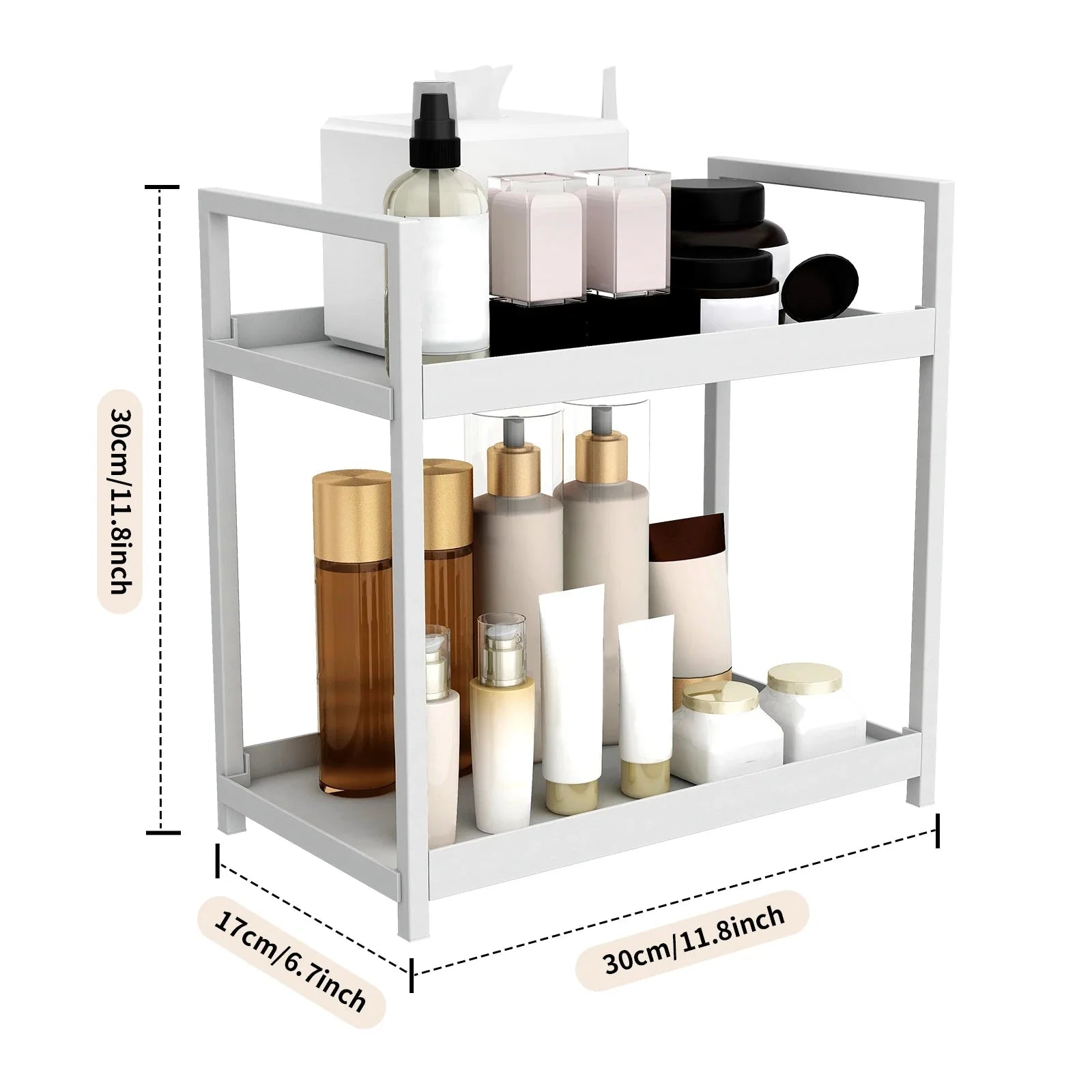 ELLE™ Vanity Organizer – 2 - Tier Shelf for Makeup or Bathroom Use - 