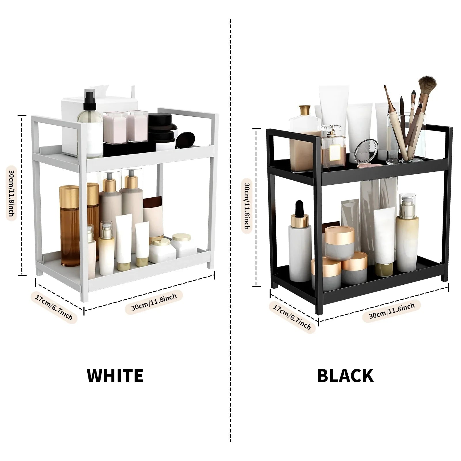 ELLE™ Vanity Organizer – 2 - Tier Shelf for Makeup or Bathroom Use - 