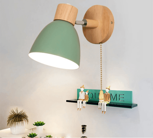 EUTER™ Wood Wall Lamp – Nordic Sconce Light with Pull Switch - 