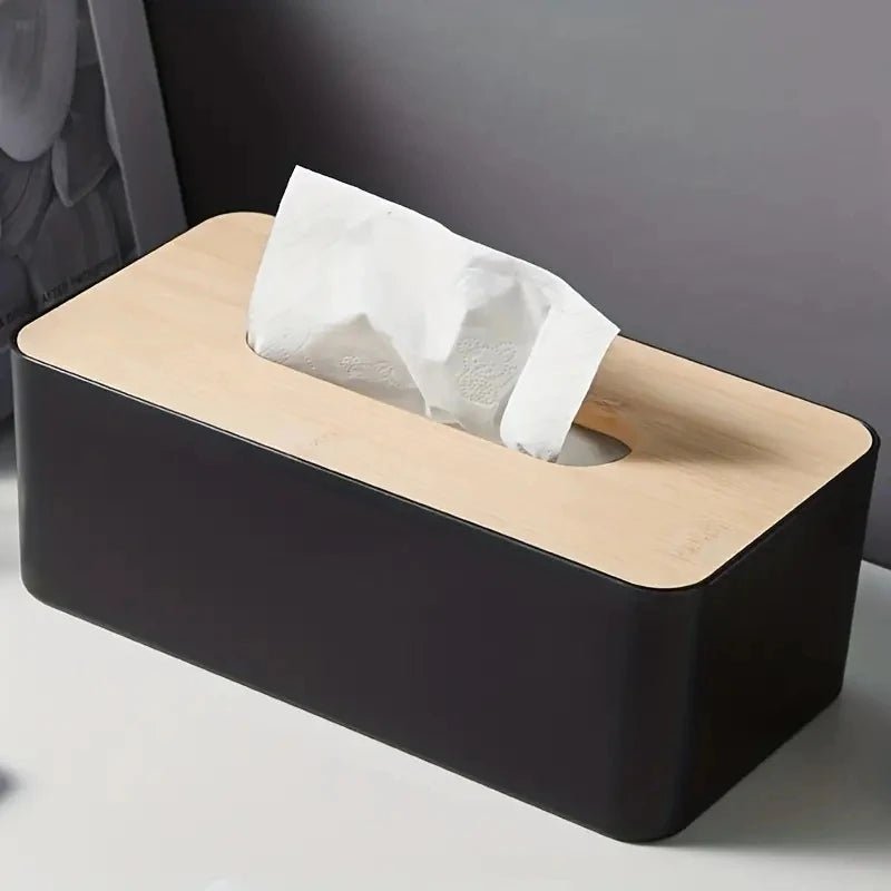 FALIE™ Tissue Box – Bamboo Lid Napkin Holder for Bathroom Decor - 