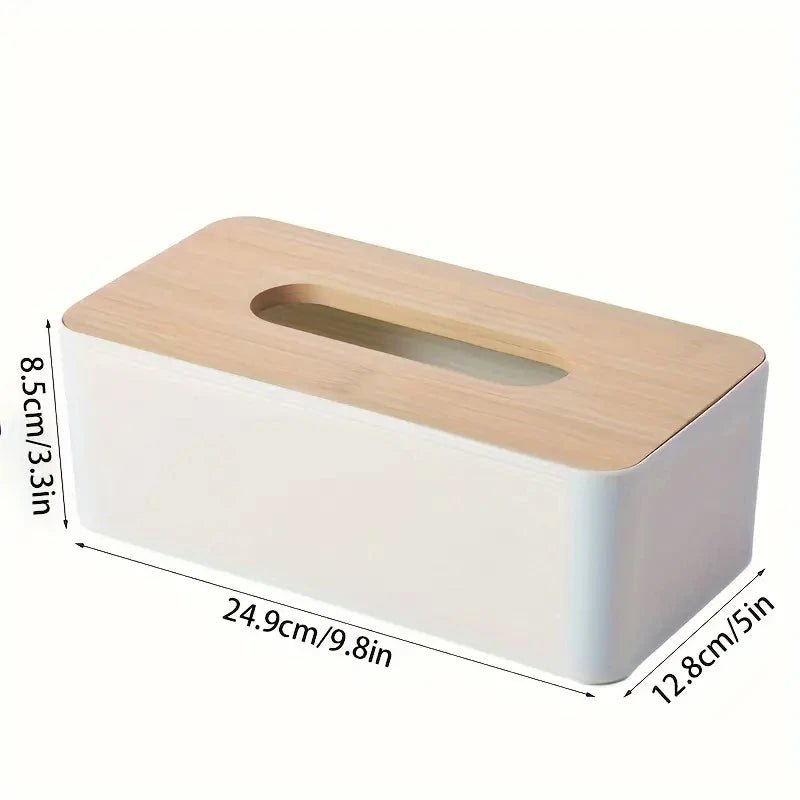 FALIE™ Tissue Box – Bamboo Lid Napkin Holder for Bathroom Decor - 