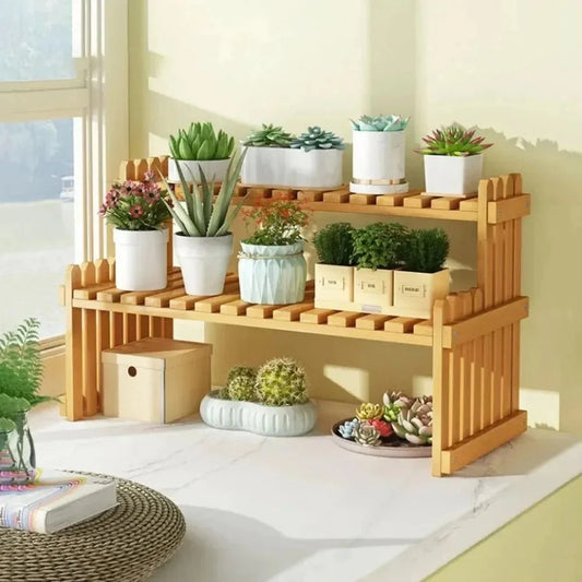 GARDENIA™ Bamboo Plant Stand – 3 - Tier Indoor Planter Shelf - 