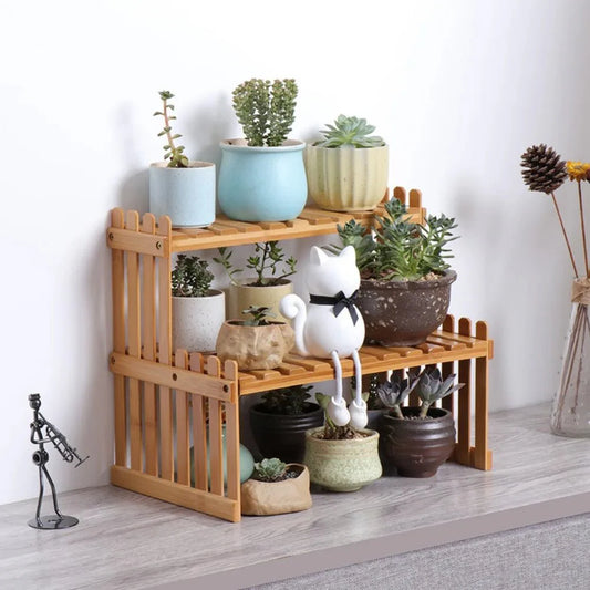 GARDENIA™ Bamboo Plant Stand – 3 - Tier Indoor Planter Shelf - 