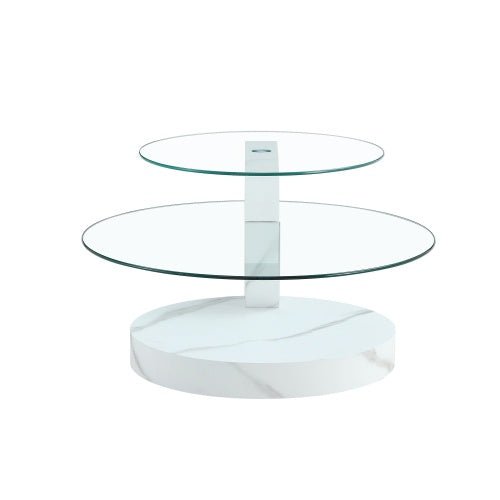 Glass coffee table GIRO™ – Two - level wood & glass sculptural design - coffe table