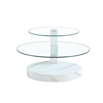 Glass coffee table GIRO™ – Two - level wood & glass sculptural design - coffe table