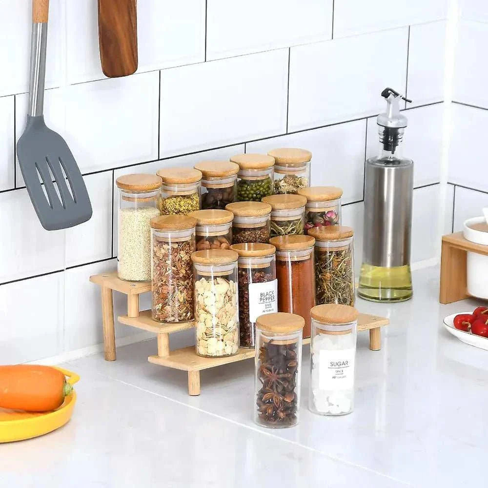 Glass Spice Jars with Bamboo Lids 4oz Airtight Seasoning Containers Small herb Jars for Pantry Organization and Storage - 