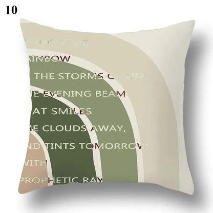 TARLO™ pillowcase with green leaf and abstract design on a square cushion cover.