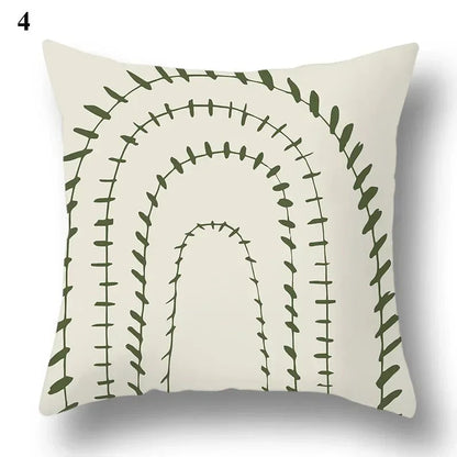 Green leaf and abstract patterned TARLO™ pillowcase, 45x45 cm, polyester fabric.