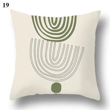 Green Leaf & Abstract TARLO™ Pillowcase, Decorative Cushion Cover, 45x45cm.