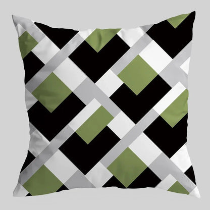 GREENLINE™ Pillow Cover – Cotton Cushion Case with Geometric Print - 
