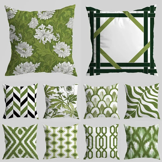 GREENLINE™ Pillow Cover – Cotton Cushion Case with Geometric Print - 