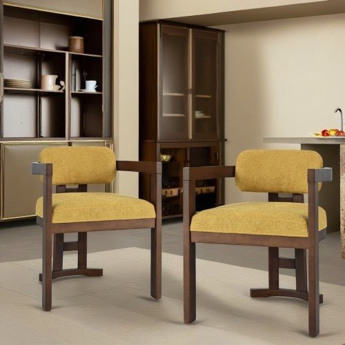 Indoor Upholstered Wood Dining Chair Set Of 2 - 