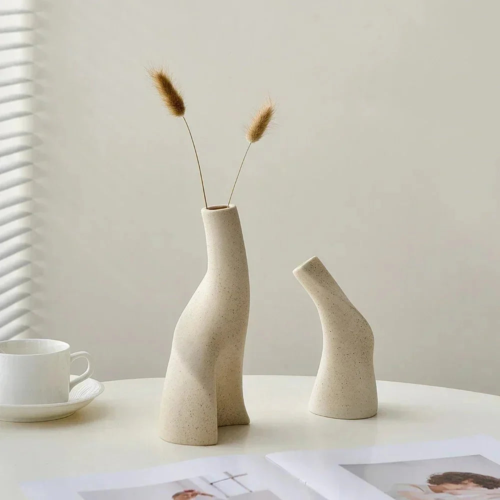 INTERVASE™ Ceramic Vase – Matte Porcelain Decor for Dried Flowers - 
