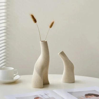 INTERVASE™ Ceramic Vase – Matte Porcelain Decor for Dried Flowers - 