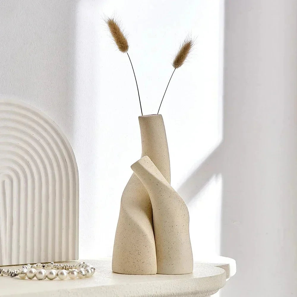 INTERVASE™ Ceramic Vase – Matte Porcelain Decor for Dried Flowers - 